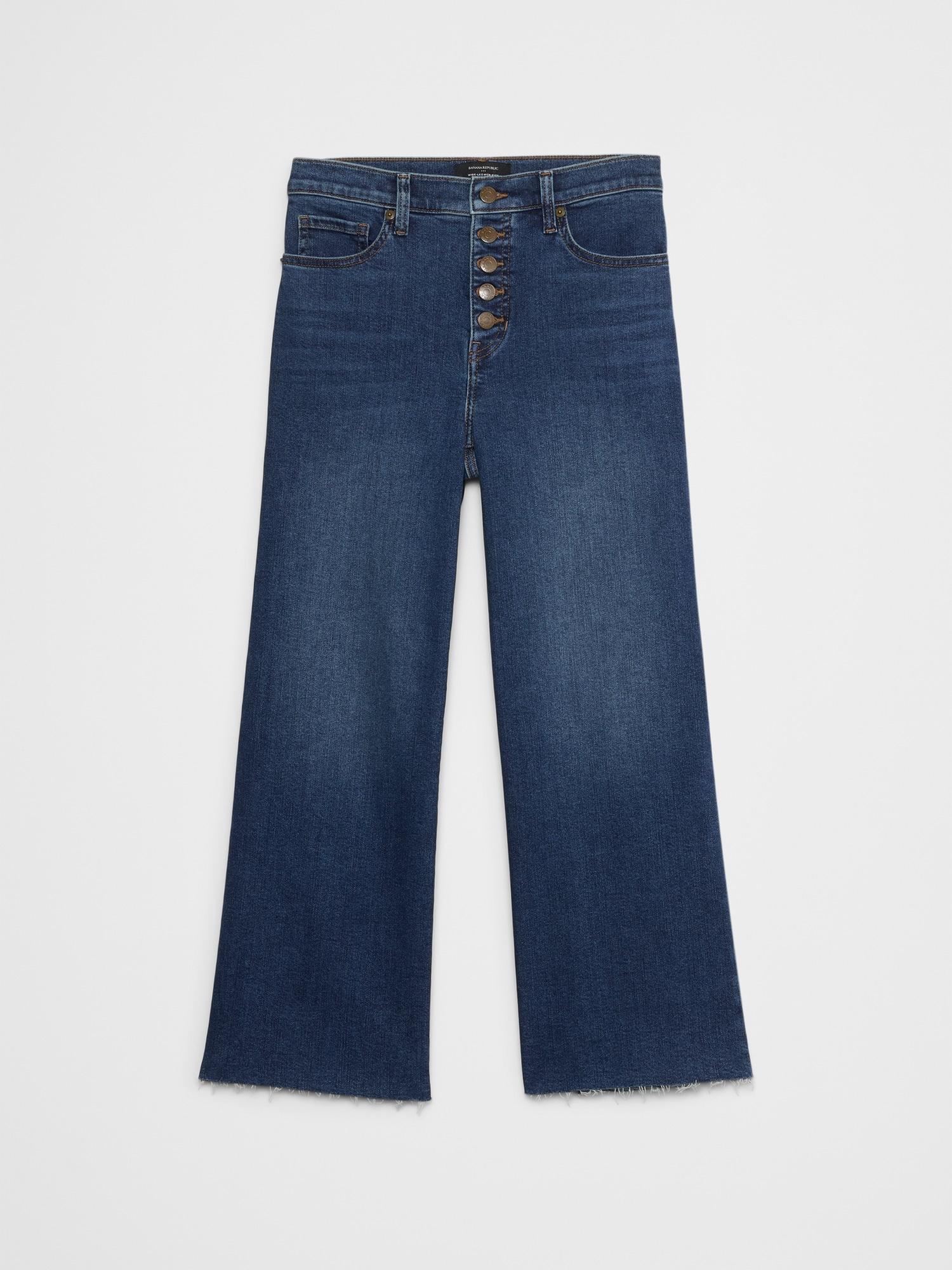 Wide-Leg High-Rise Patch Pocket Cropped Jean Product Image