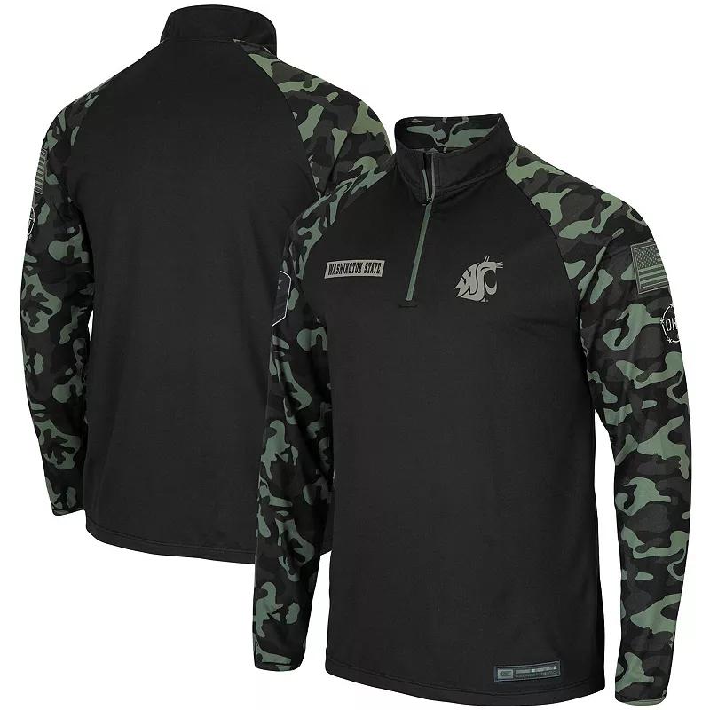 Men's Colosseum Black Nebraska Huskers OHT Military Appreciation Take Flight Raglan Quarter-Zip Jacket, Size: Medium Product Image