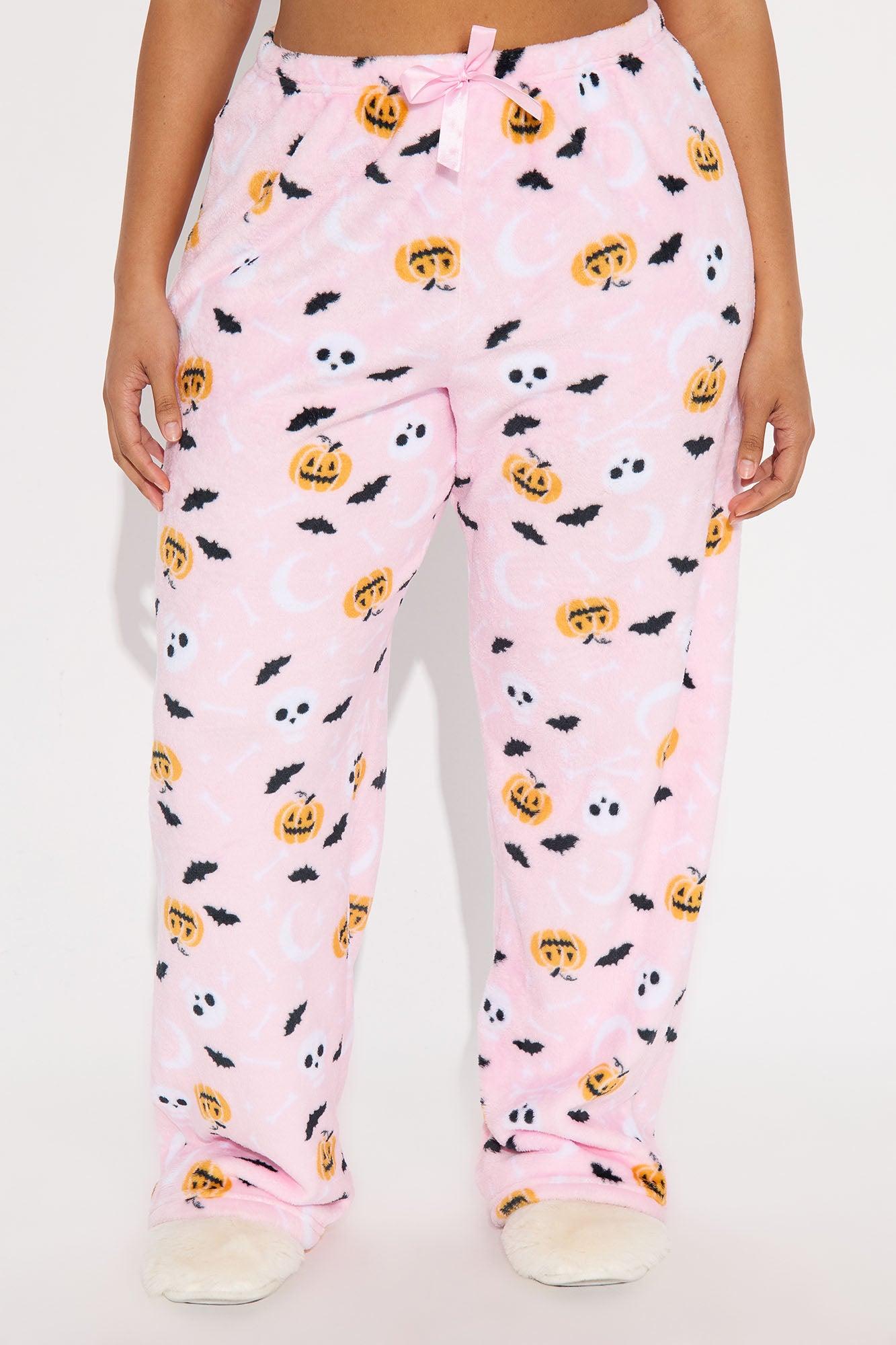 Feeling Spooky Halloween Plush PJ Pants - Pink/combo Female Product Image