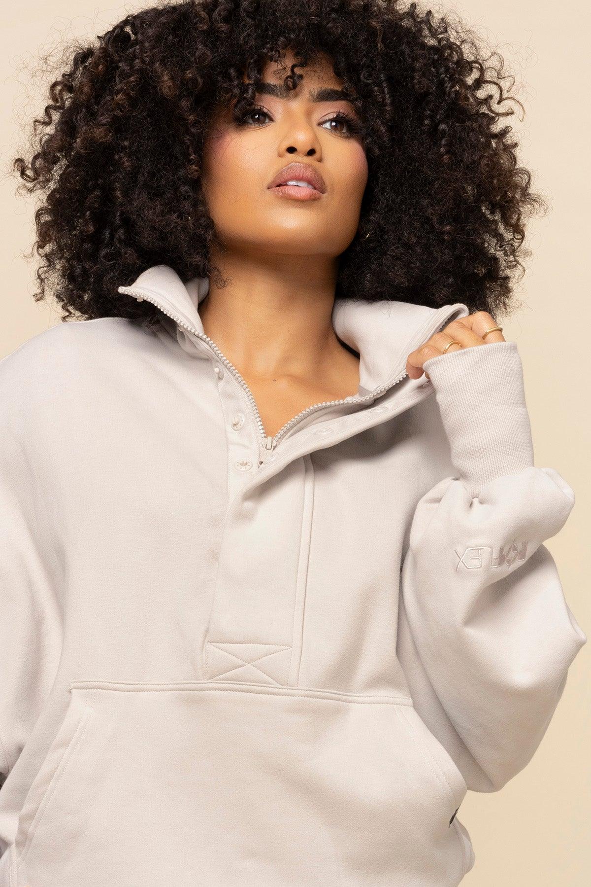 Ooey Gooey Half Zip Sweater - Silver Birch Product Image