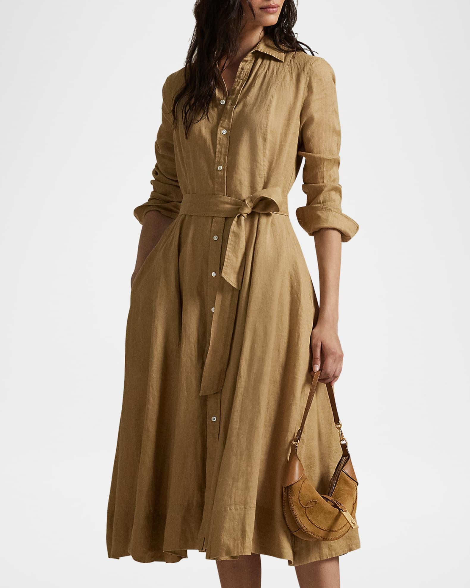 Belted Linen Shirtdress Product Image