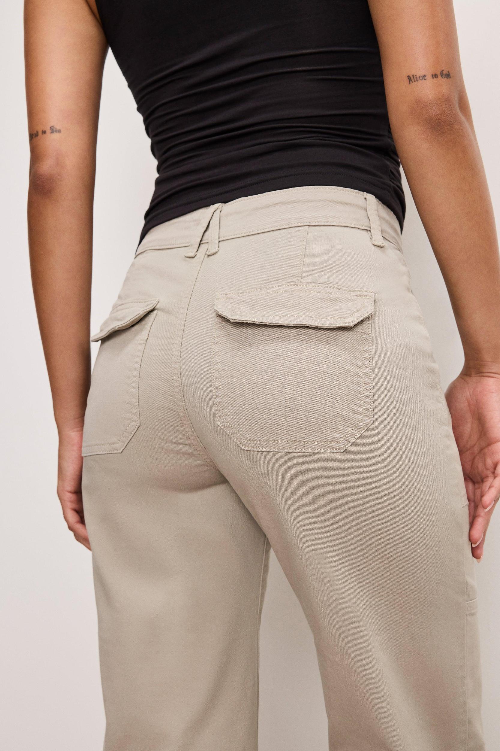 CARGO CROPPED TWILL PANTS | MUSHROOM006 Product Image