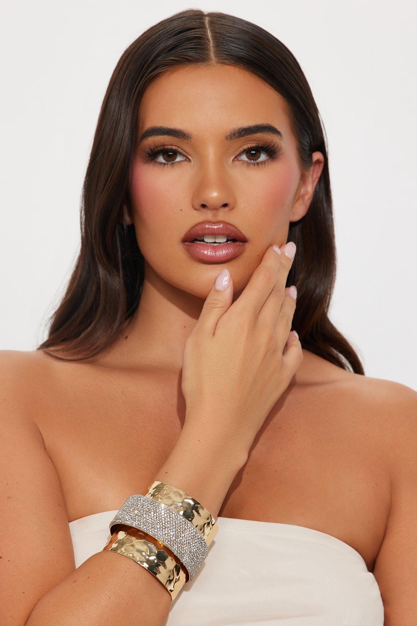 Ariana Rhinestone Cuff Bracelet - Gold Female Product Image