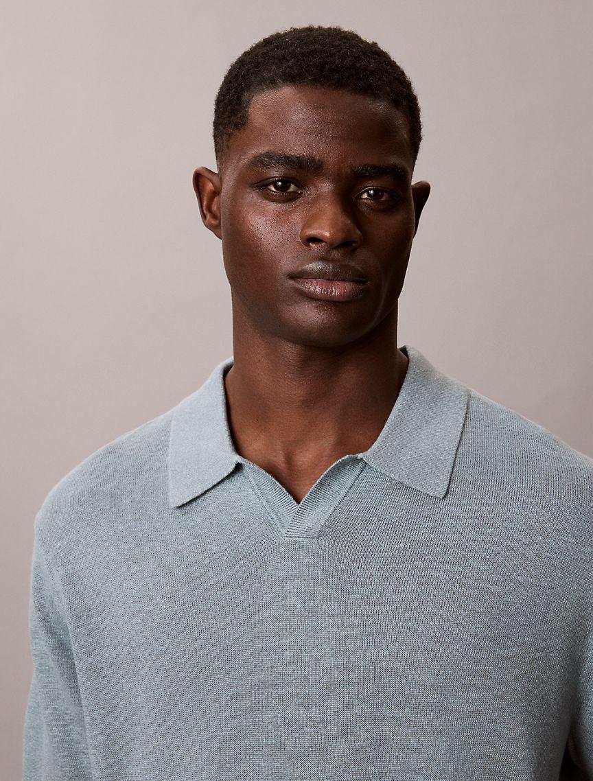 Linen Blend Polo Sweater Product Image