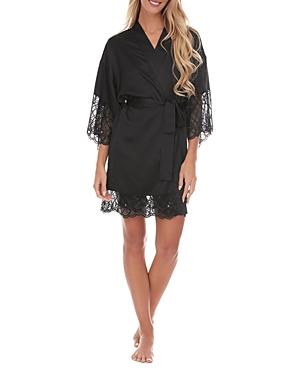 Flora Nikrooz Gabby Silky Satin 34 Sleeve Coordinating Kimono Wrap Robe Product Image