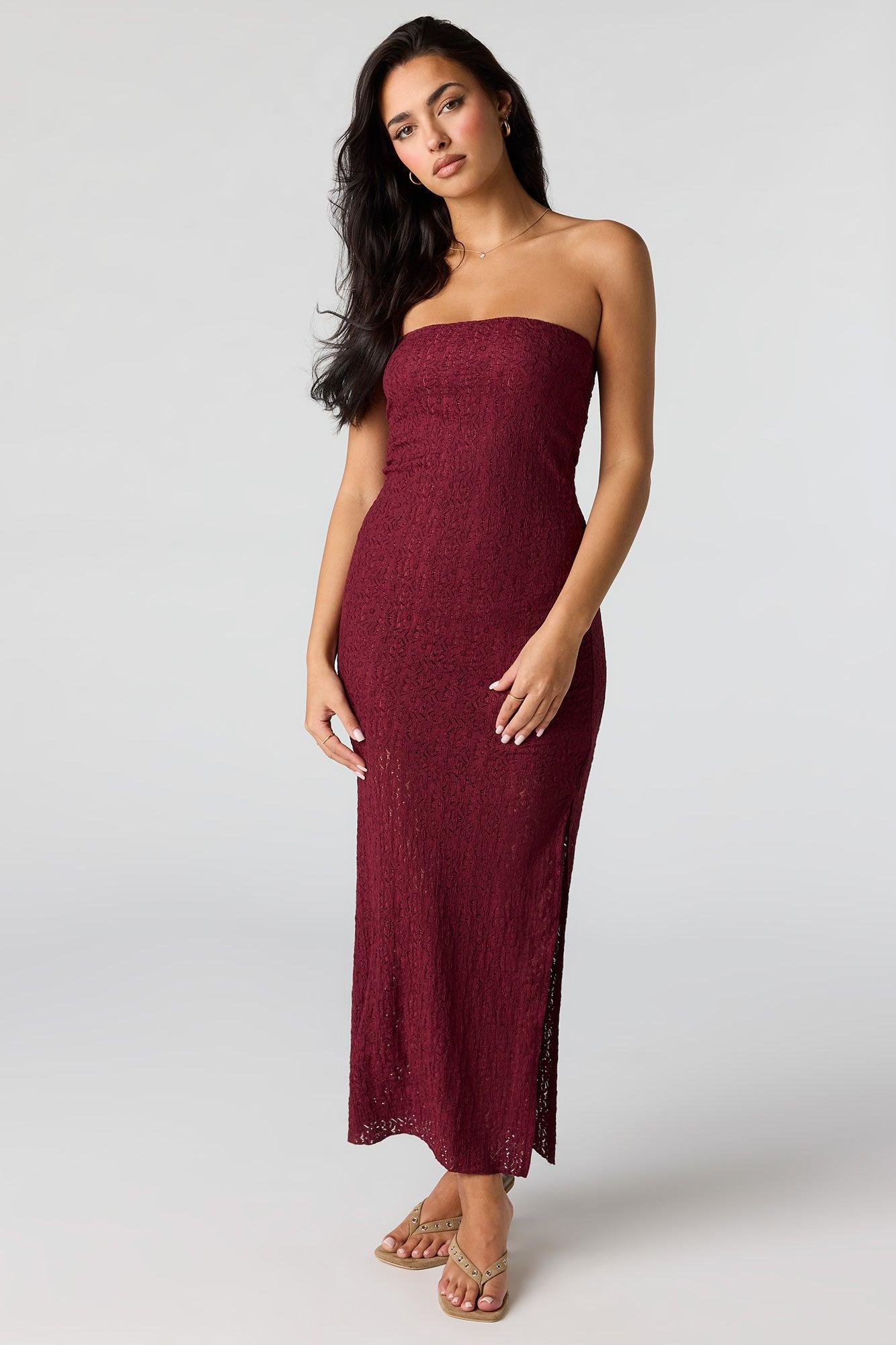 Lace Maxi Tube Dress Female Product Image