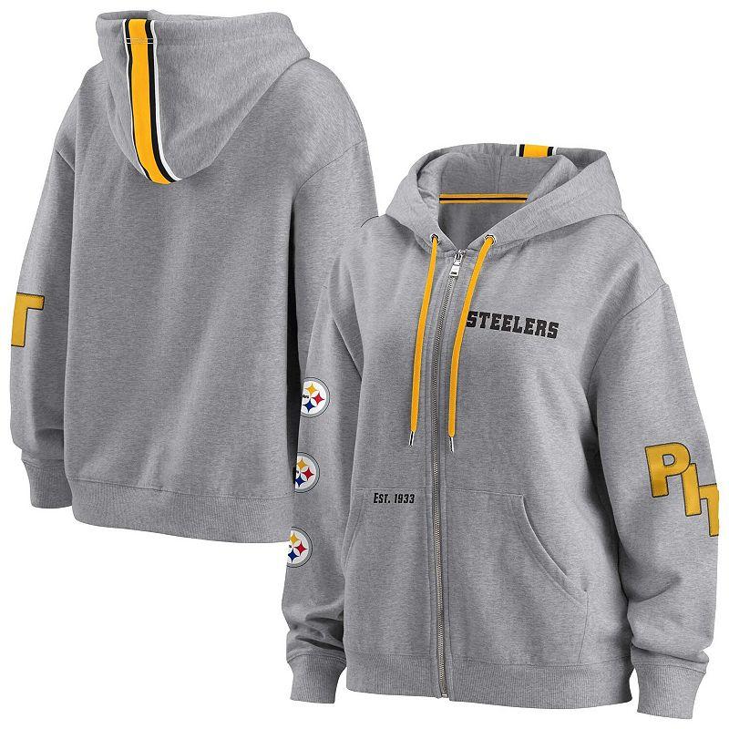 Womens WEAR by Erin Andrews Gray Pittsburgh Steelers Full-Zip Hoodie Product Image