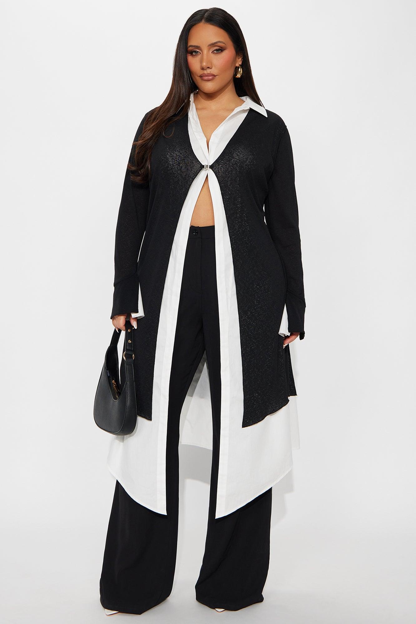 No Judgment Long Sleeve Collared Jumpsuit - Black/White Female Product Image