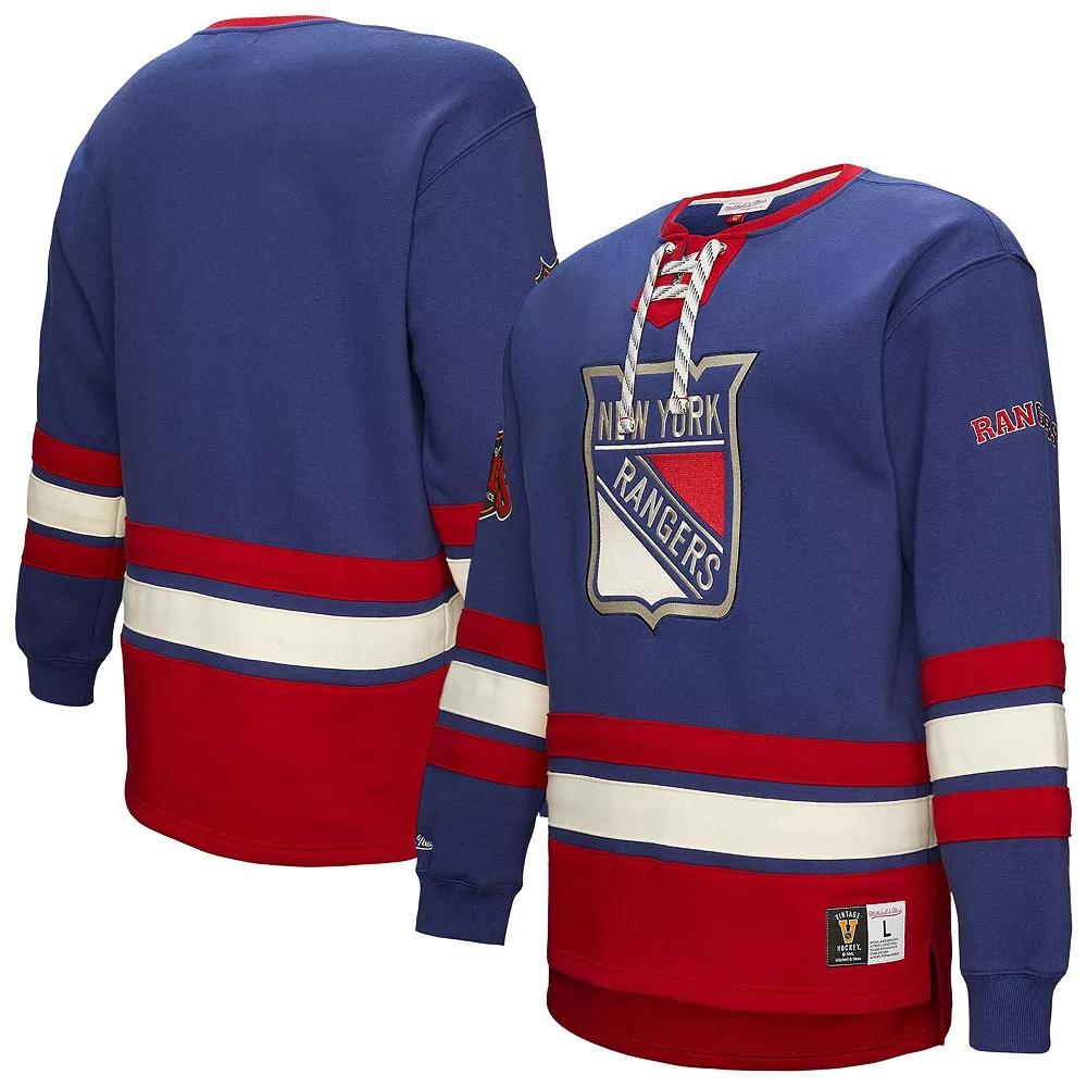 Men's Royal New York Rangers Heritage Lace-Up Pullover Sweatshirt,  Product Image