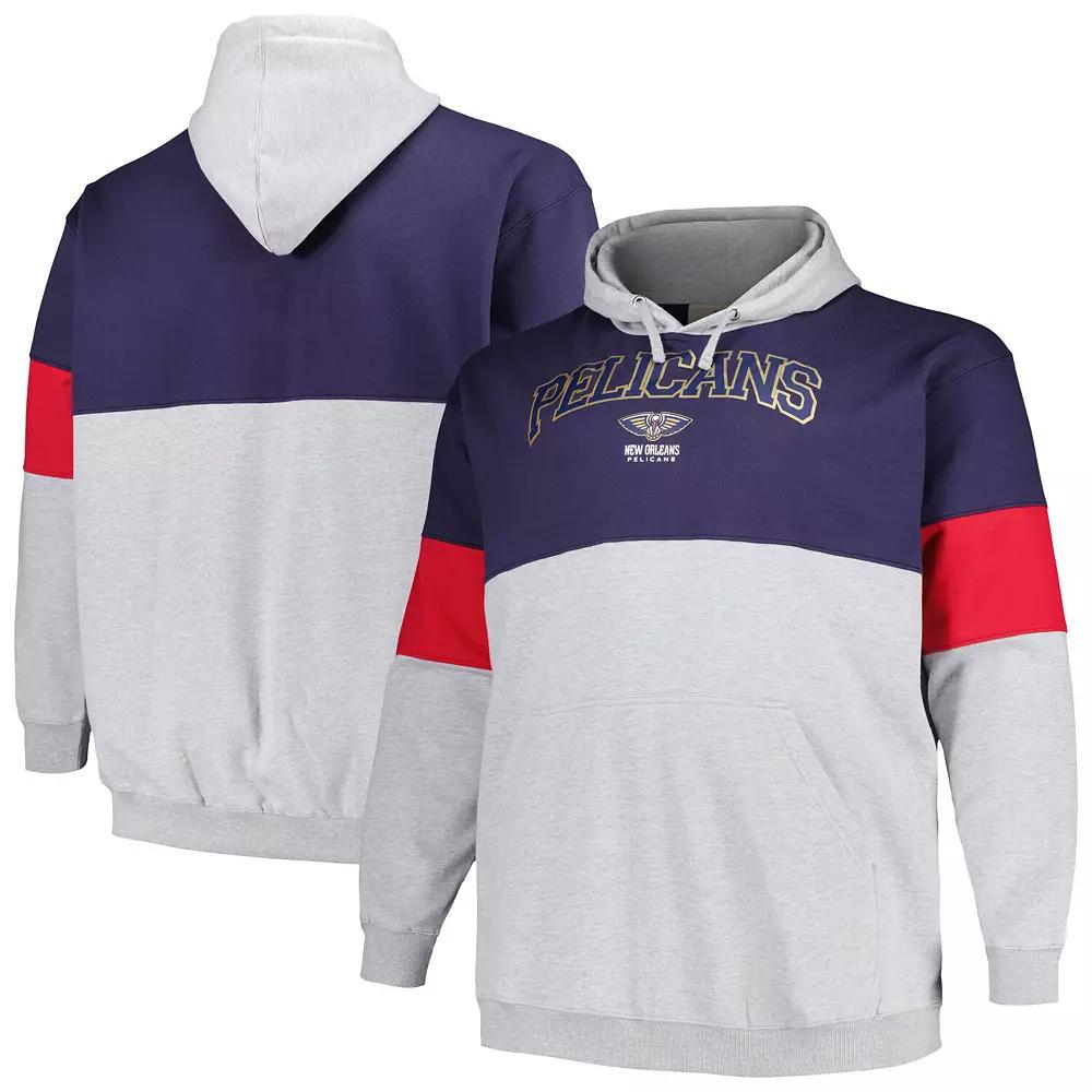 Men's Fanatics Branded Navy/Red New Orleans Pelicans Big & Tall Pullover Hoodie,  Product Image