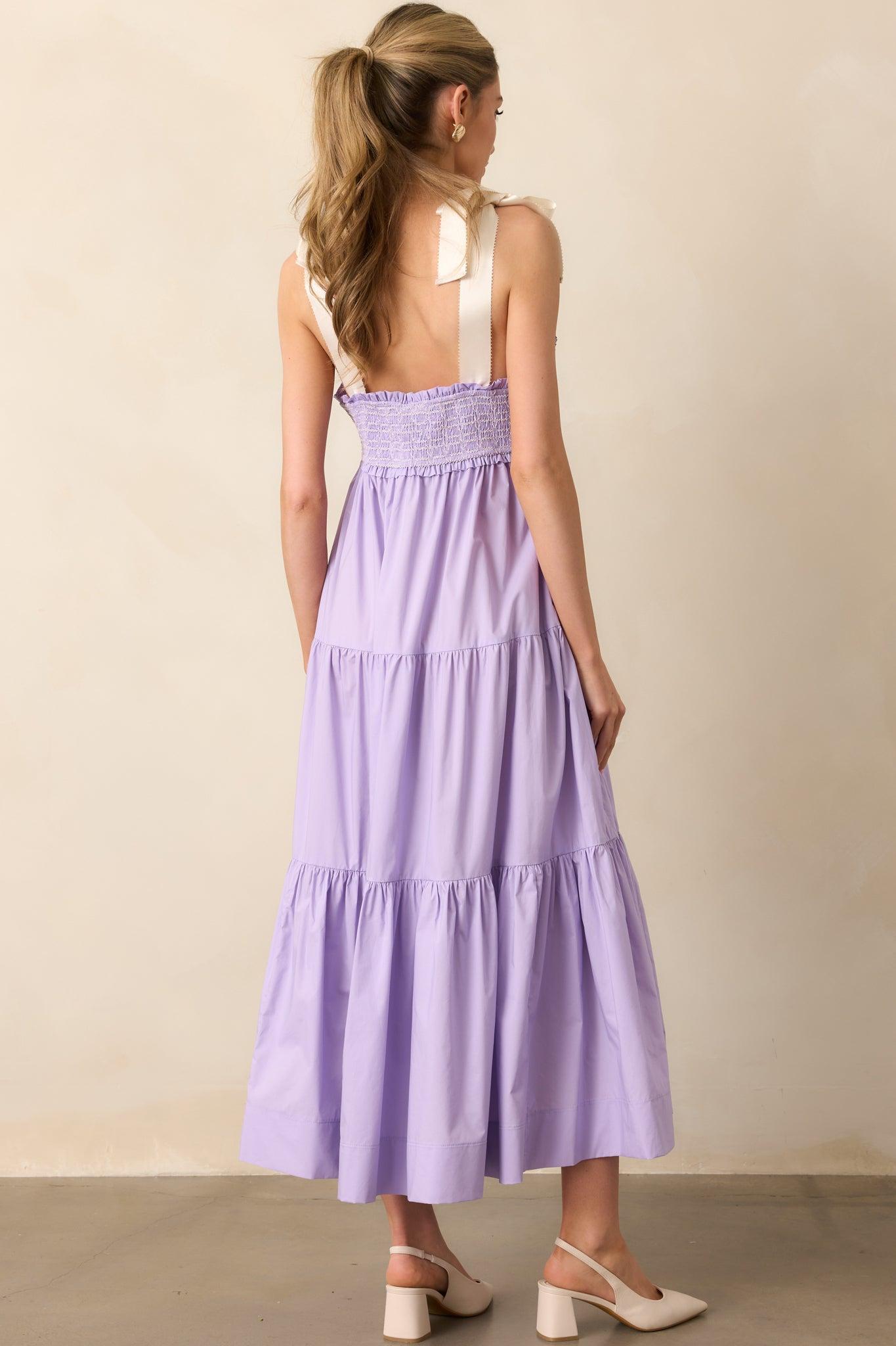 The Felicity Lavender Cotton Midi Dress Product Image