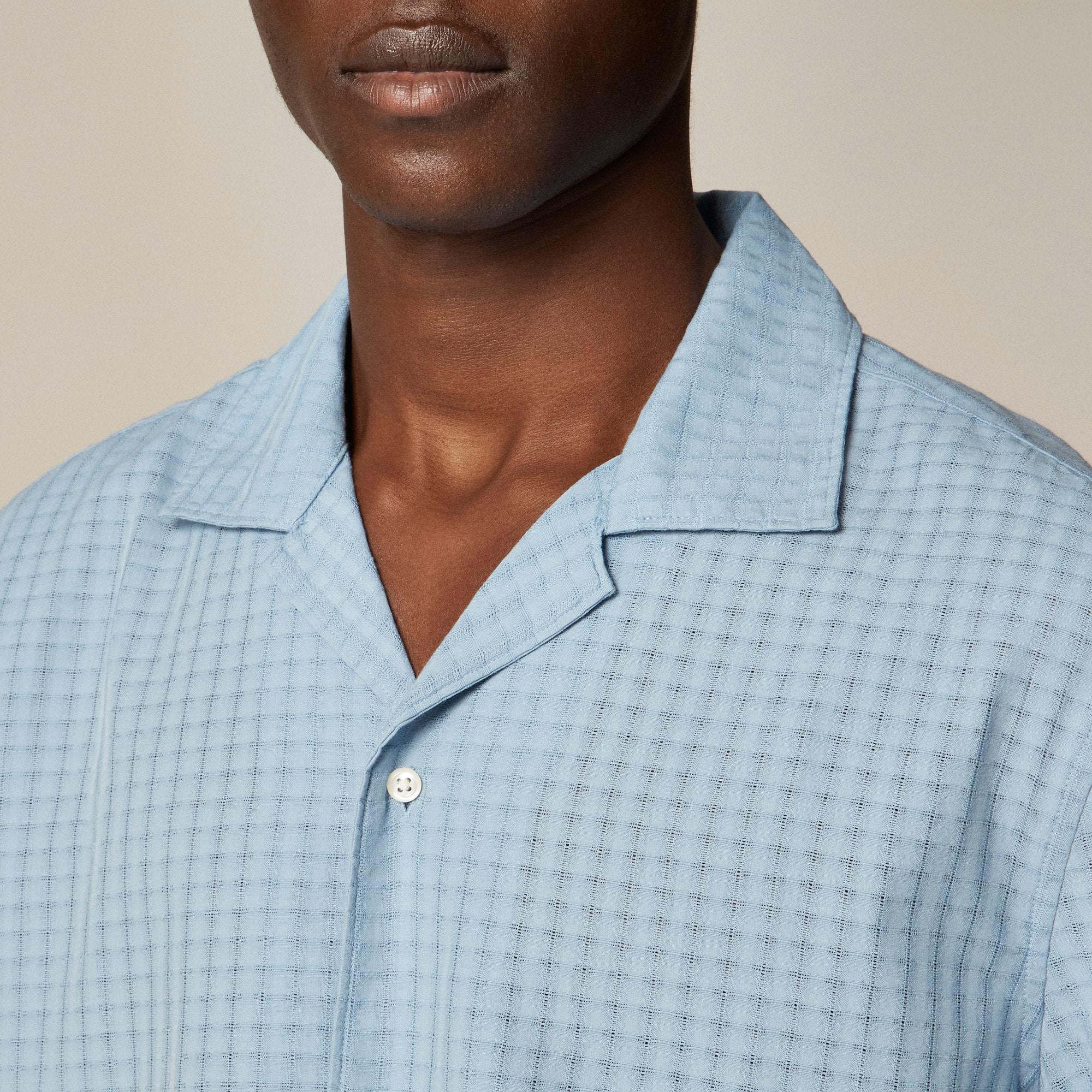 Short-sleeve cotton dobby camp-collar shirt Product Image