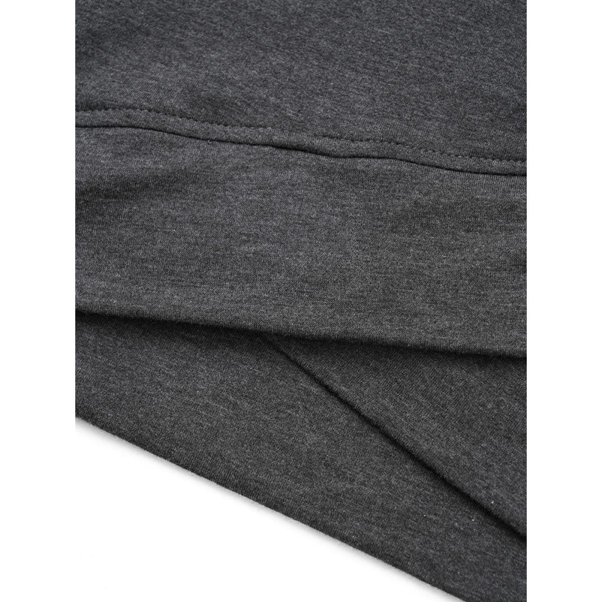 Plus Size Solid Heather Round Neck Wrap Hem Sweatshirt Women DimGray Casual Wrap Round Neck Dailywear Sweatshirts BloomChic 10/M Product Image