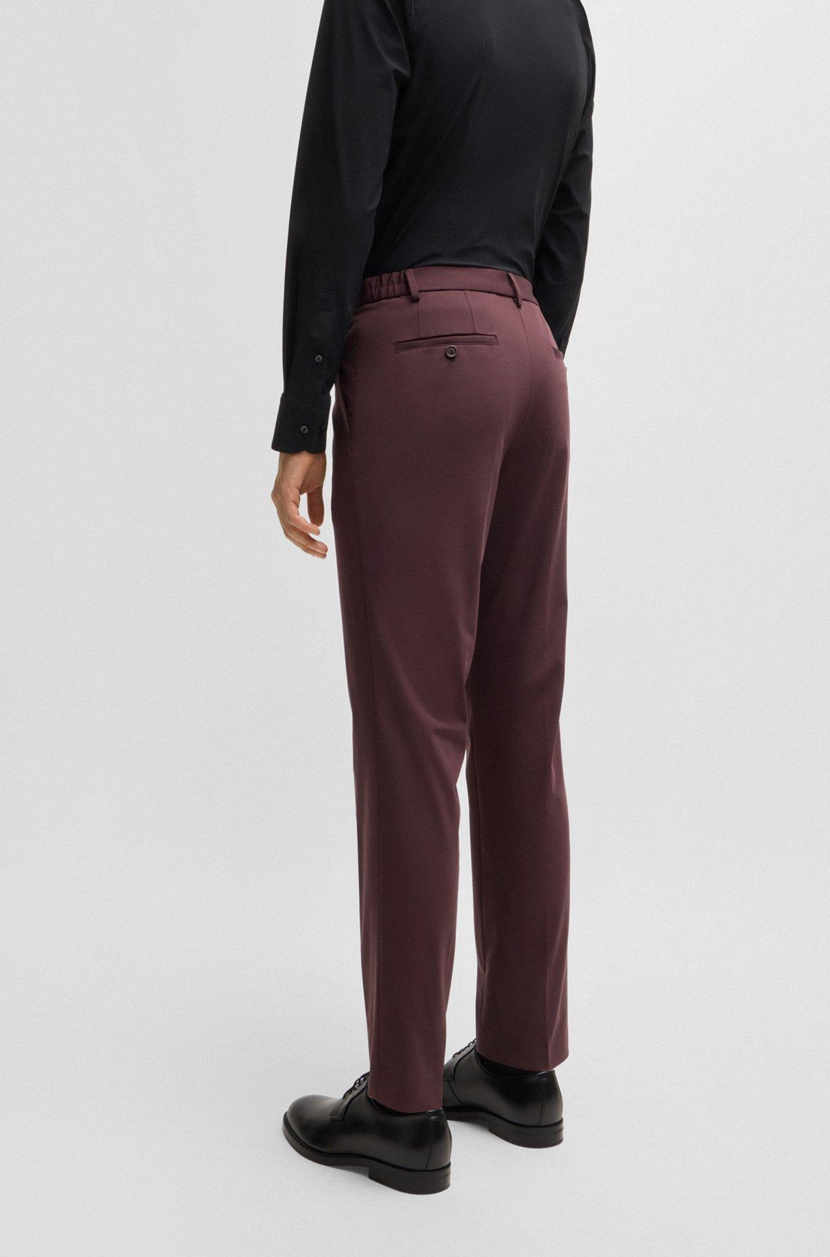 BOSS - Slim-fit trousers in performance-stretch jersey - Light Red Product Image
