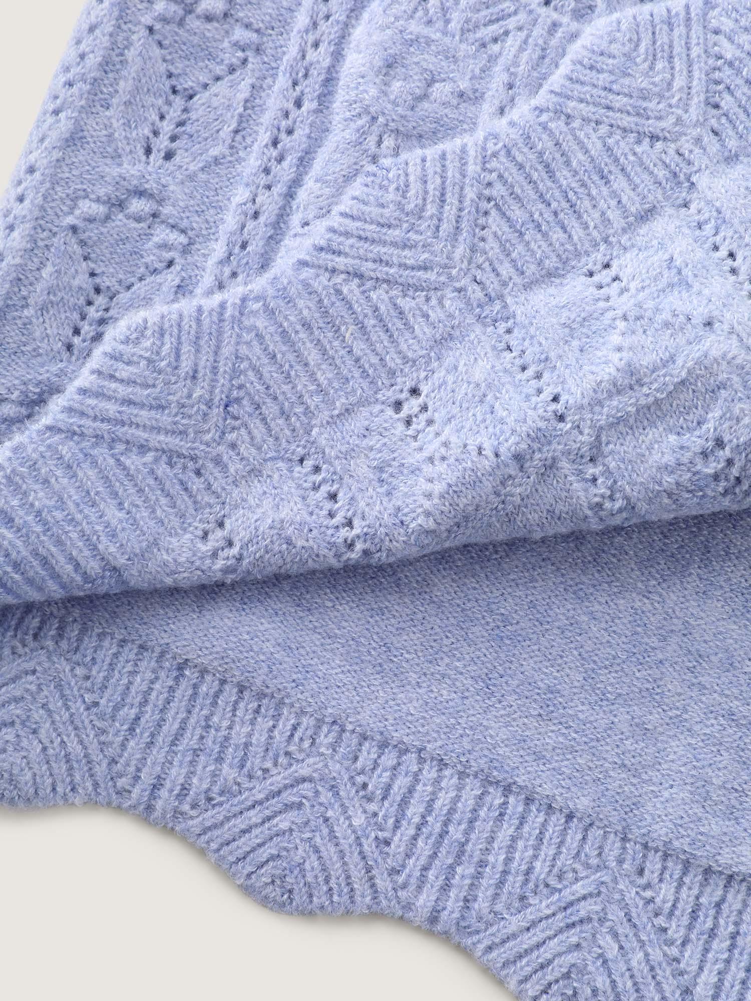 Textured Lantern Sleeve Button Knit Cardigan Female Product Image