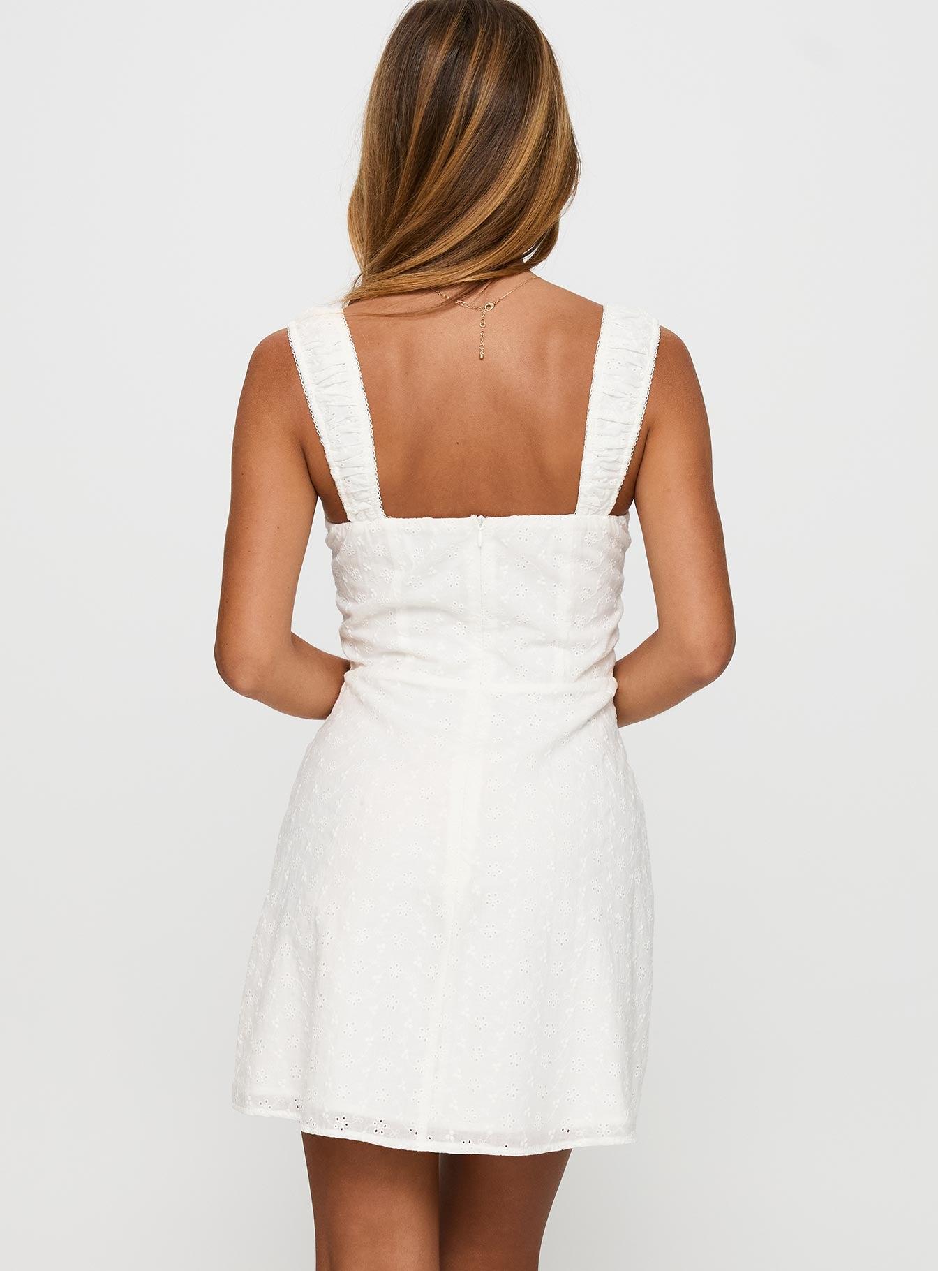 Sweet Secrets Broderie Mini Dress White Product Image