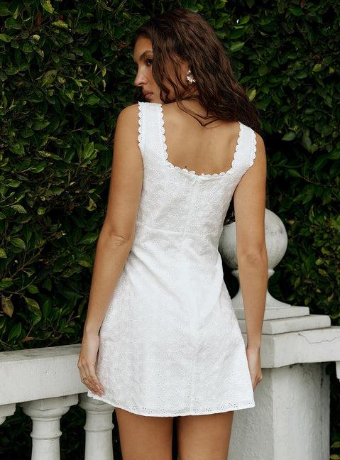 Dasha Broderie Mini Dress White Product Image