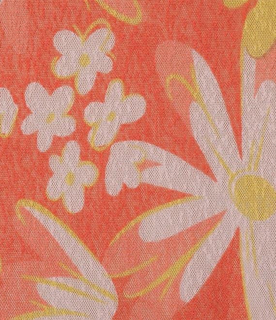 Multiples Onionskin Melon Print Shawl Neck 3/4 Flounce Sleeve Open-Front Jacket Product Image