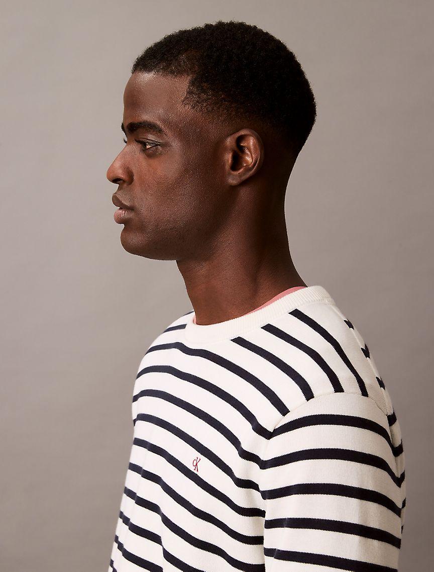 Smooth Cotton Striped Classic Sweater Product Image