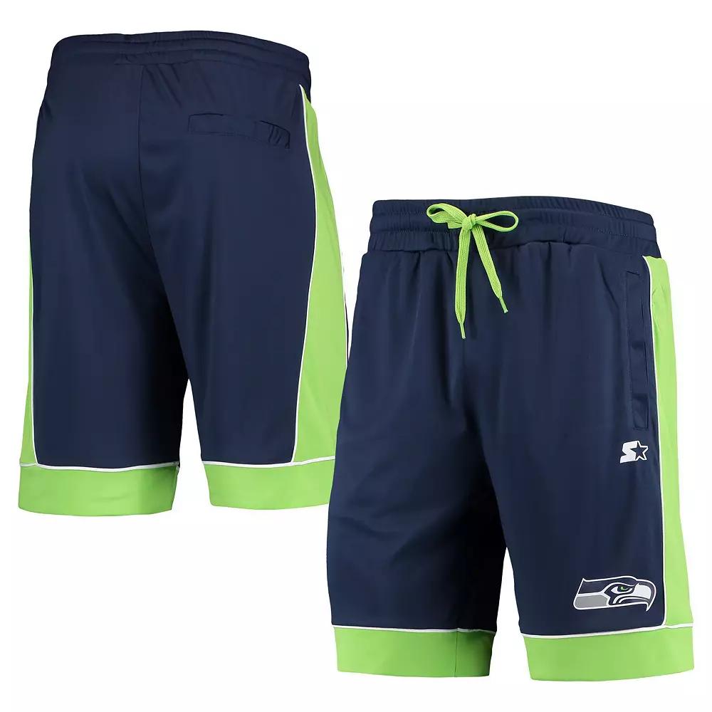 Men's Starter College Navy/Neon Green Seattle Seahawks Fan Favorite Fashion Shorts, Size: 2XL, Blue Product Image