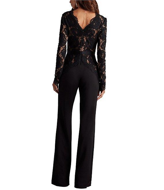 Tadashi Shoji Deep V-Neck Lace Crepe Jumpsuit Product Image