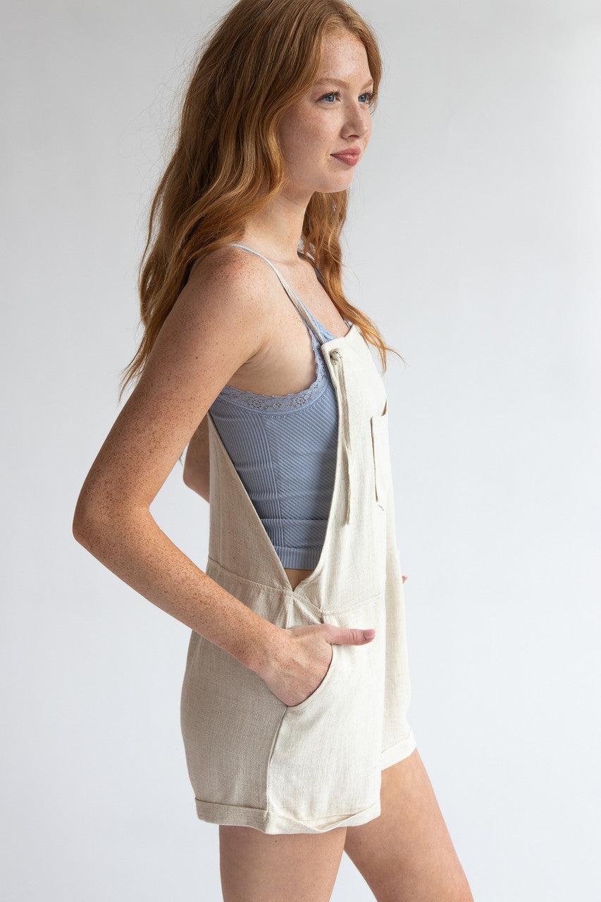 Linen Blend Lightweight Overalls Product Image