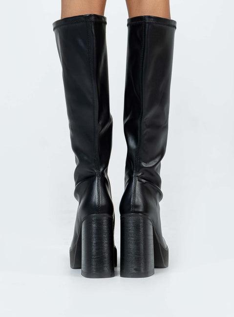 Coline Knee High Platform Boots Black Product Image