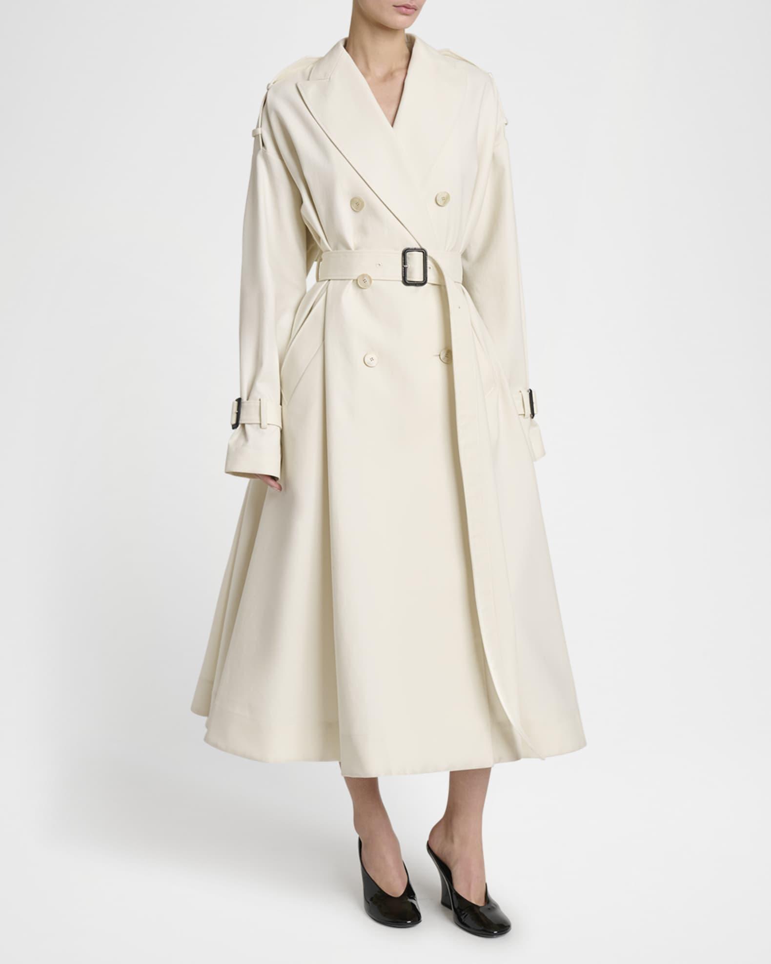 Cocoon Shoulder Double-Breasted Belted Trench Coat Product Image