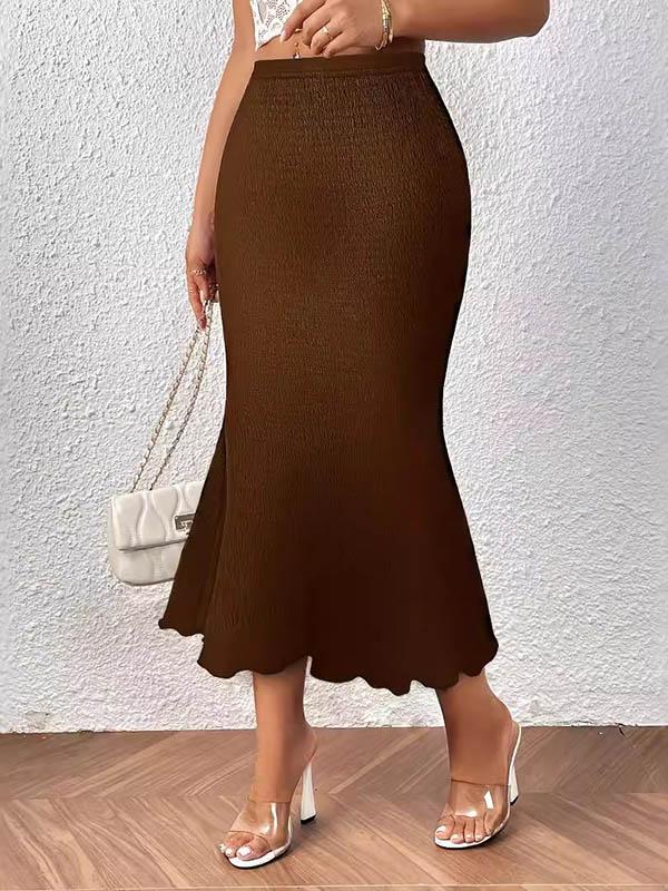 High Waisted Loose Elasticity Solid Color Skirts Product Image