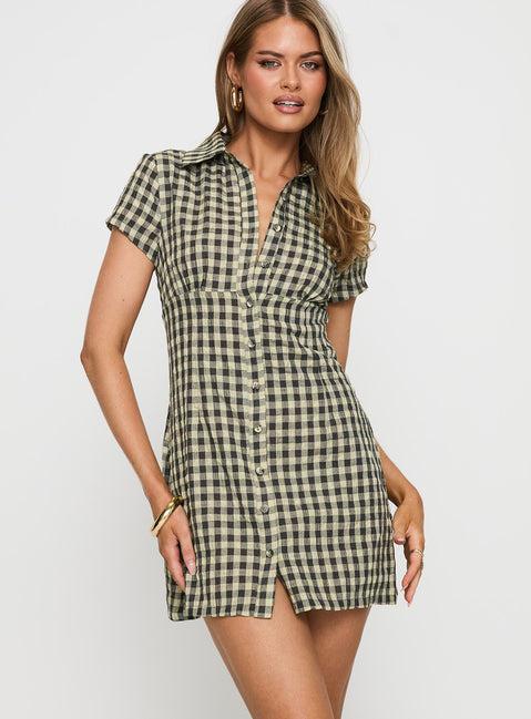 Motley Mini Dress Brown Check Product Image