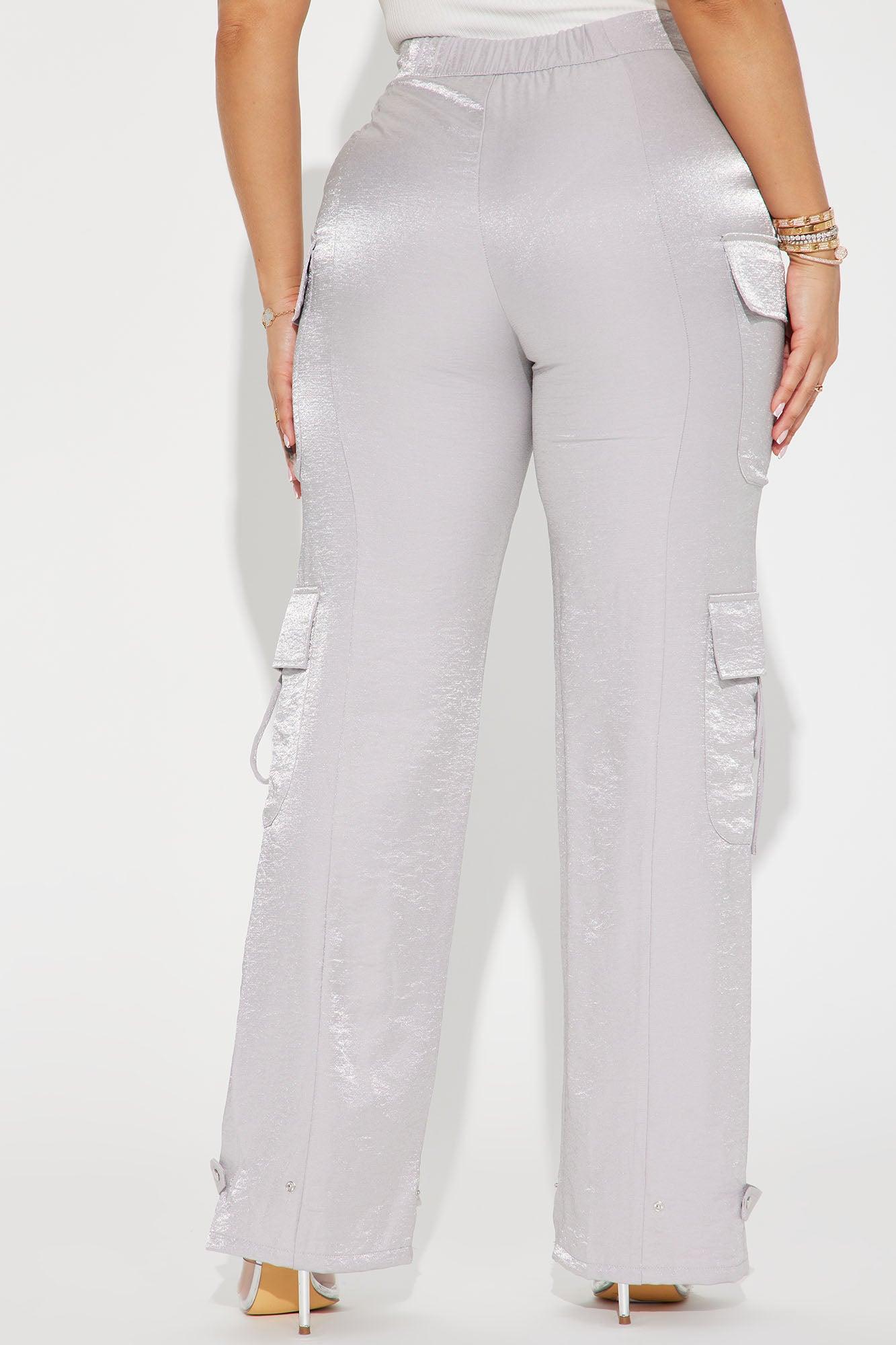 Autumn Satin Cargo Pant - Silver Product Image