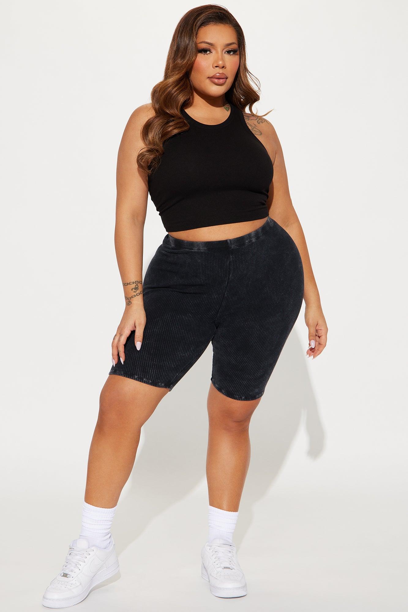 Never Too Late Washed Biker Short - Black Product Image