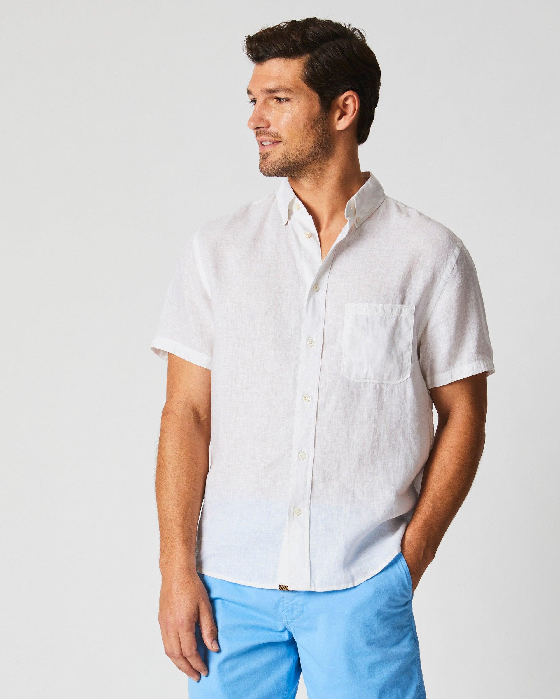 Short Sleeve Linen Tuscumbia Shirt Button Down -  Product Image