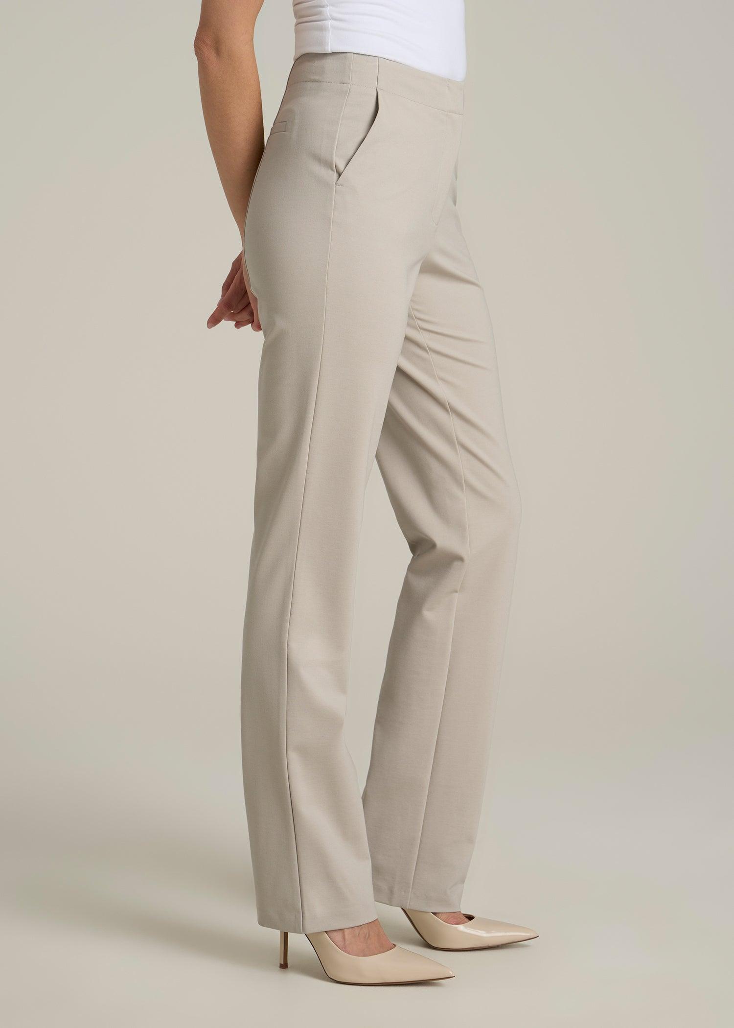 Slim Straight Leg Dress Pants for Tall Women in Stone Female Product Image