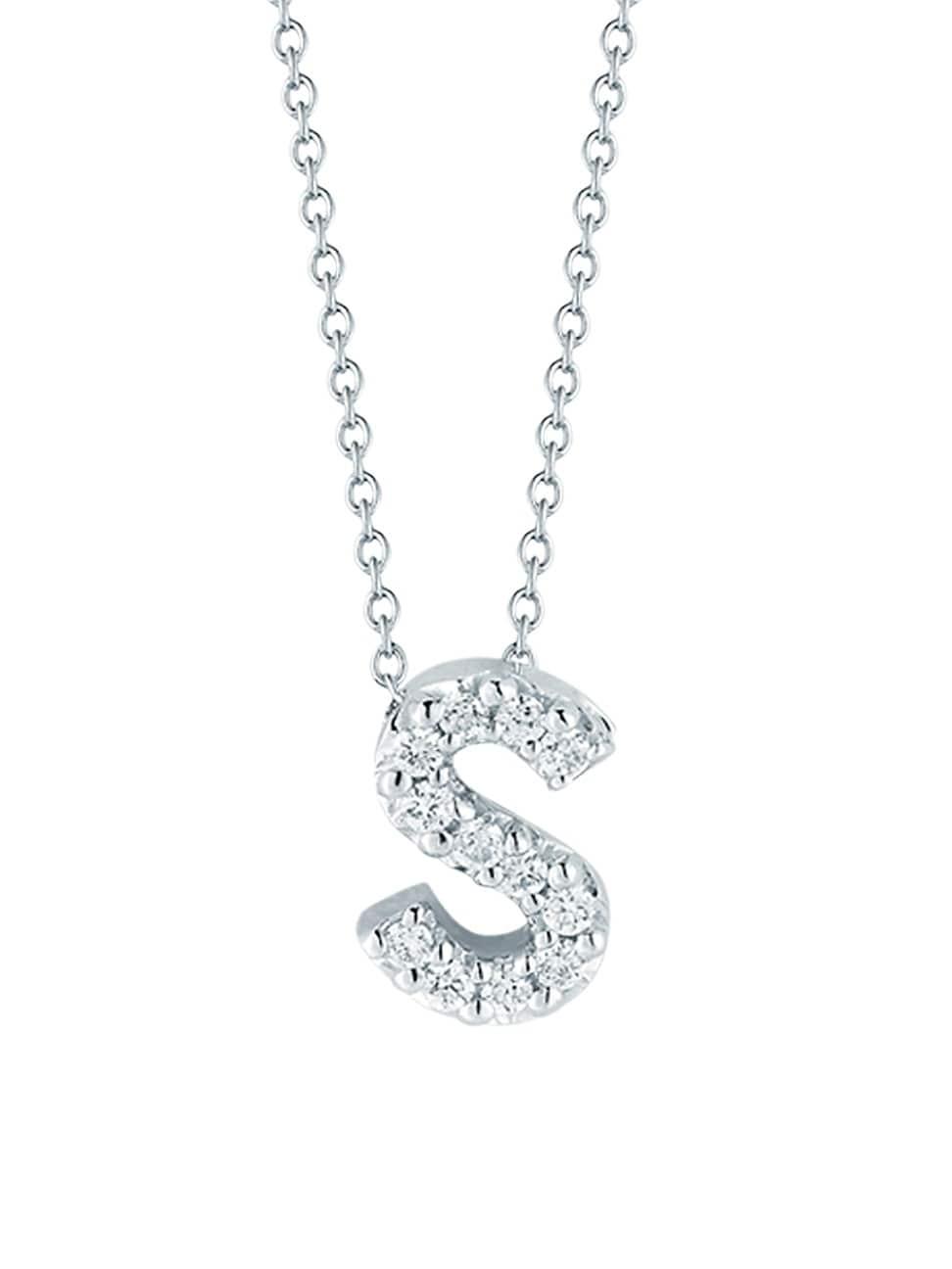 Womens Tiny Treasures 0.08 TCW Diamond & 18K White Gold Initial Necklace Product Image