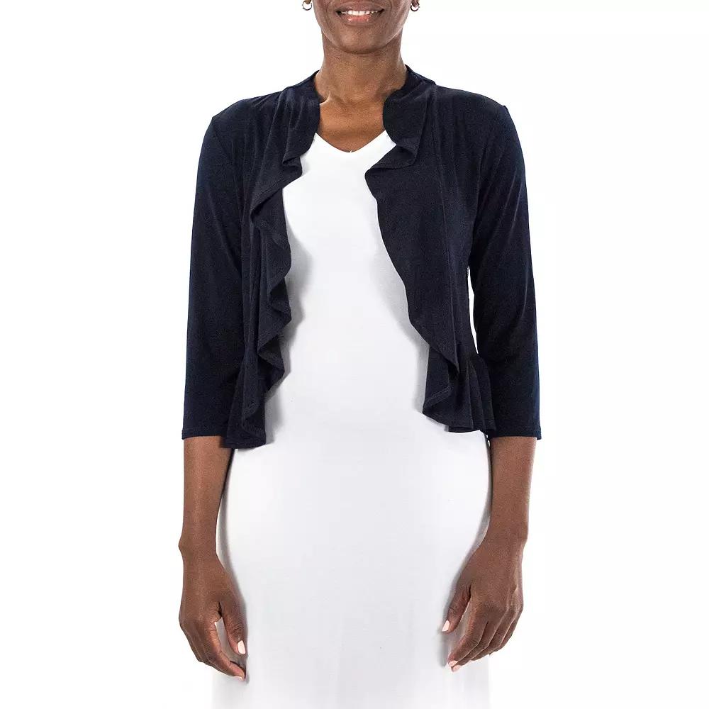 Women's Nina Leonard Draped Sheer Back Bolero,  Product Image