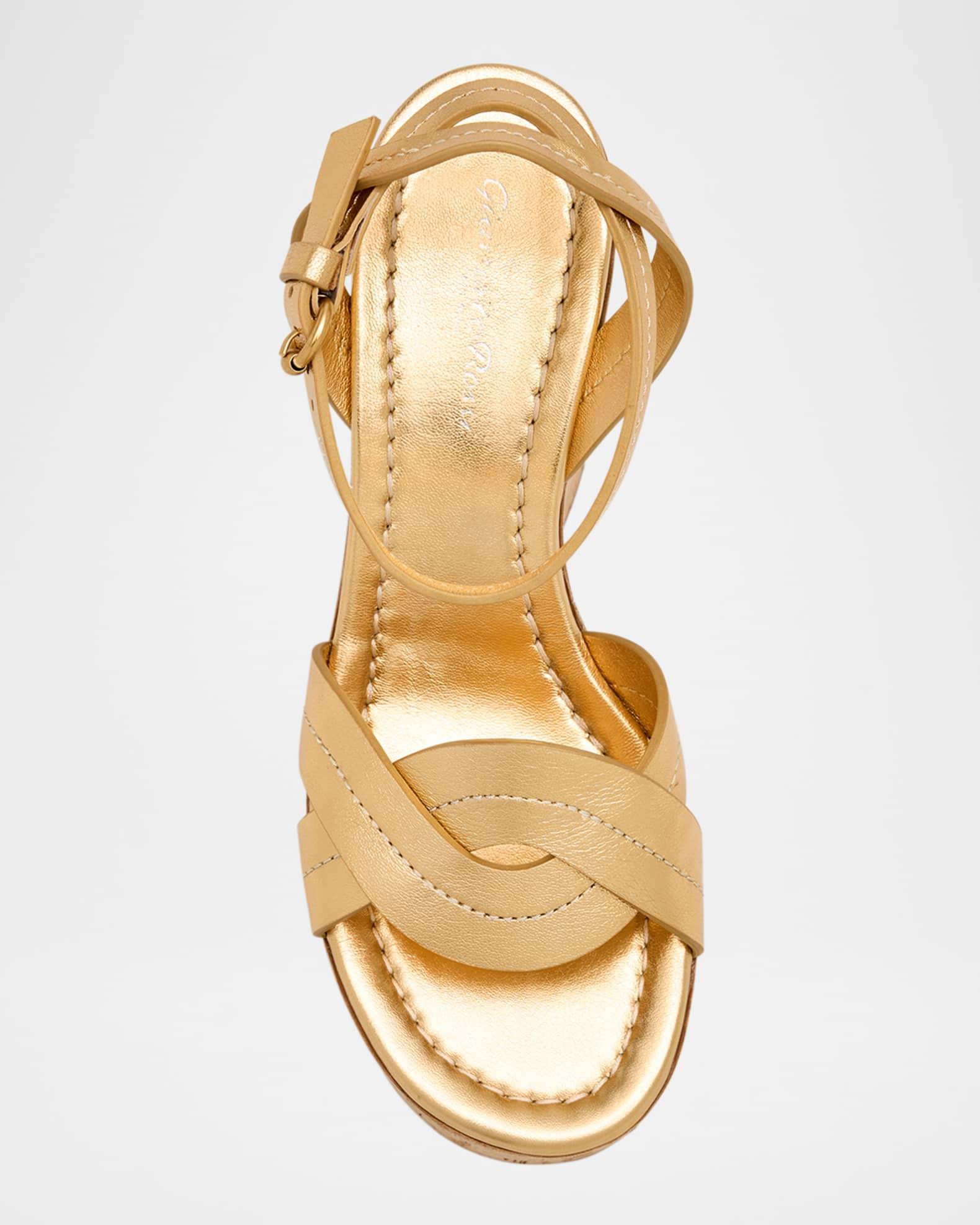 Metallic Woven Wedge Platform Sandals Product Image