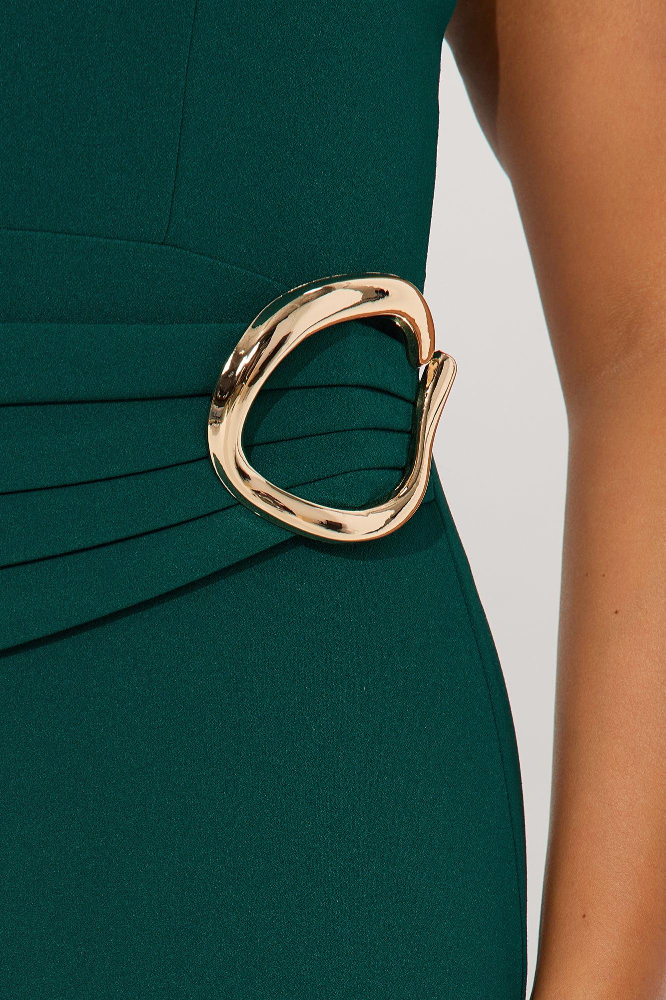 Hazel Ruched Midi Dress - Hunter Green Female Product Image