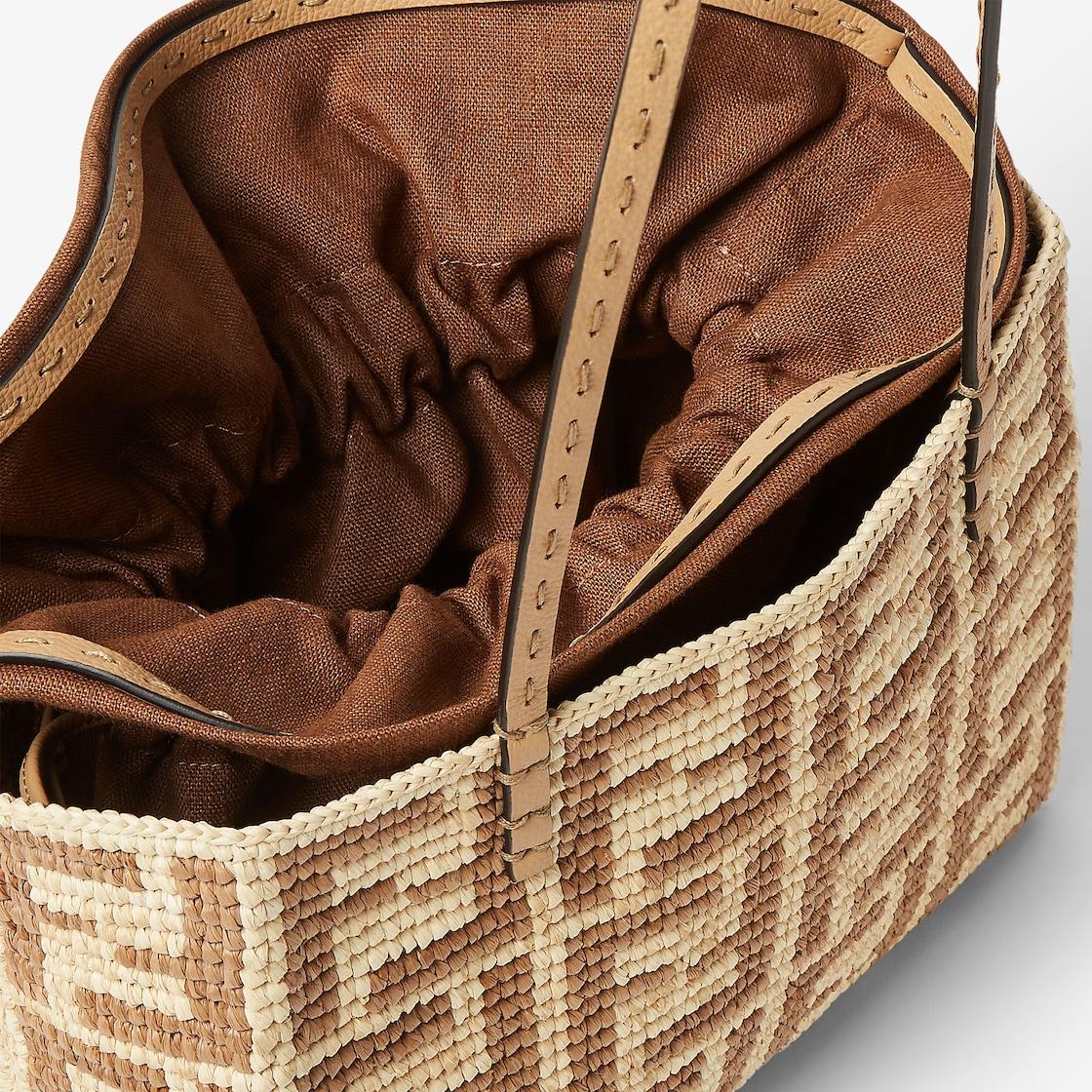 Small RollBeige FF raffia crochet shopper Product Image