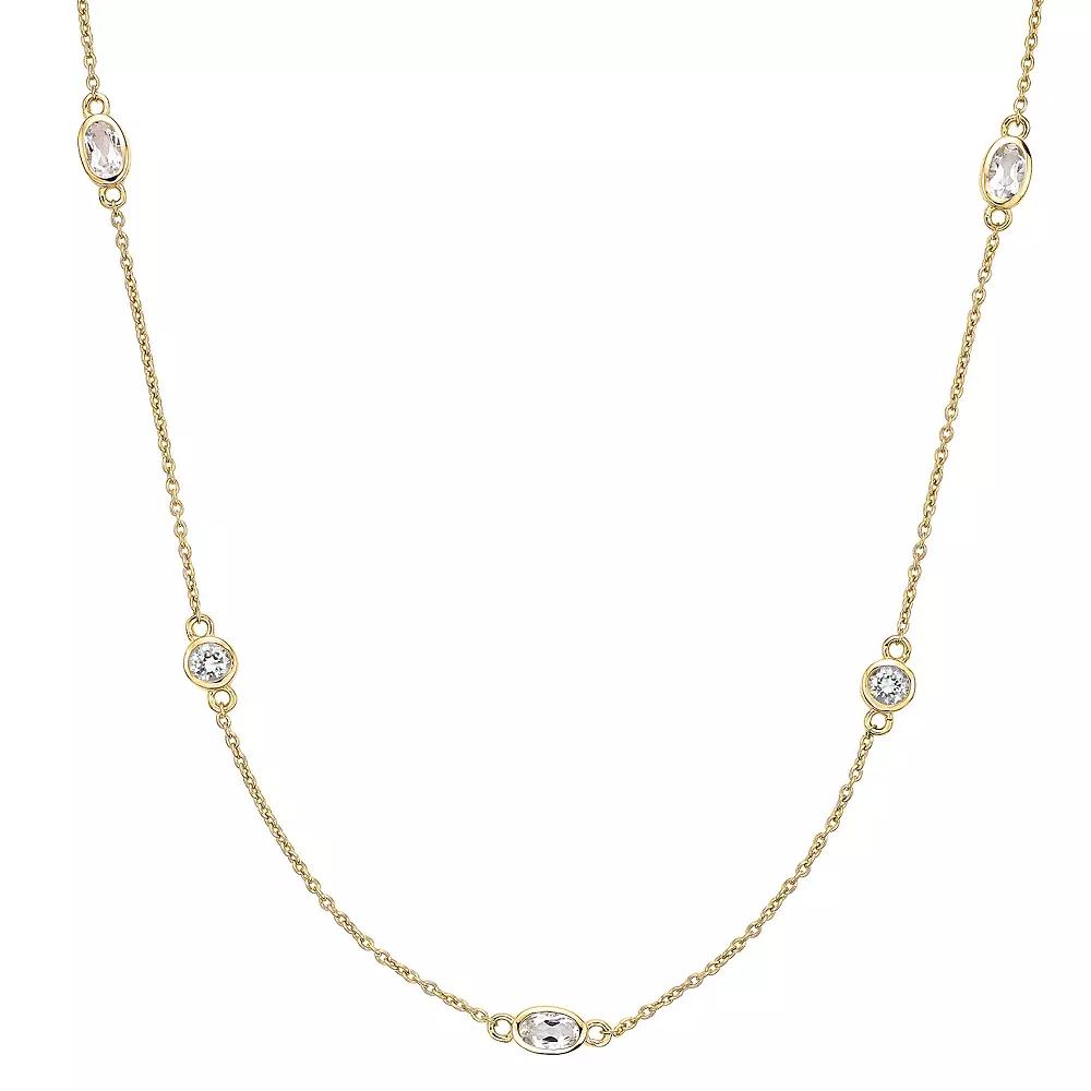 Gemminded 18k Gold Over Silver White Topaz Necklace, Women's, Size: 18", Gold Tone Product Image