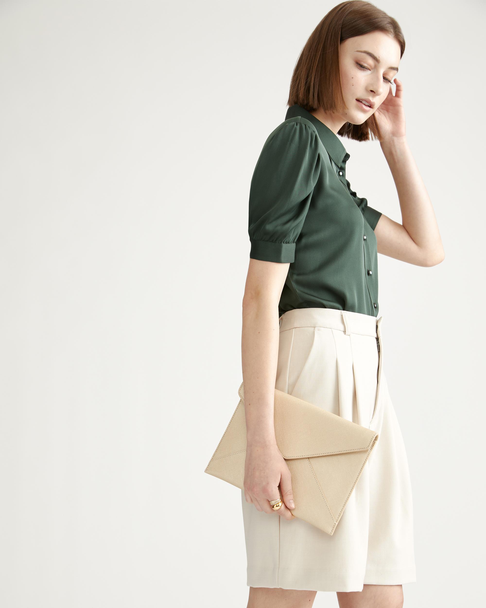 Quince | Women's Washable Stretch Silk Puff Sleeve Blouse Size XS, Mulberry Silk Product Image