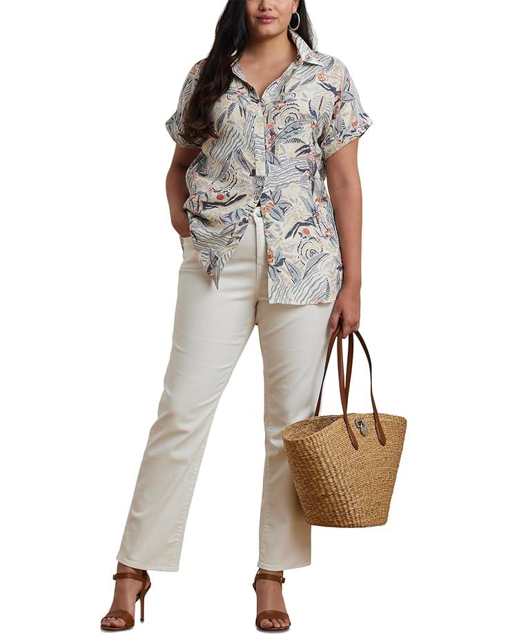 Linen-Blend Short-Sleeve V-Neck Sweater Product Image