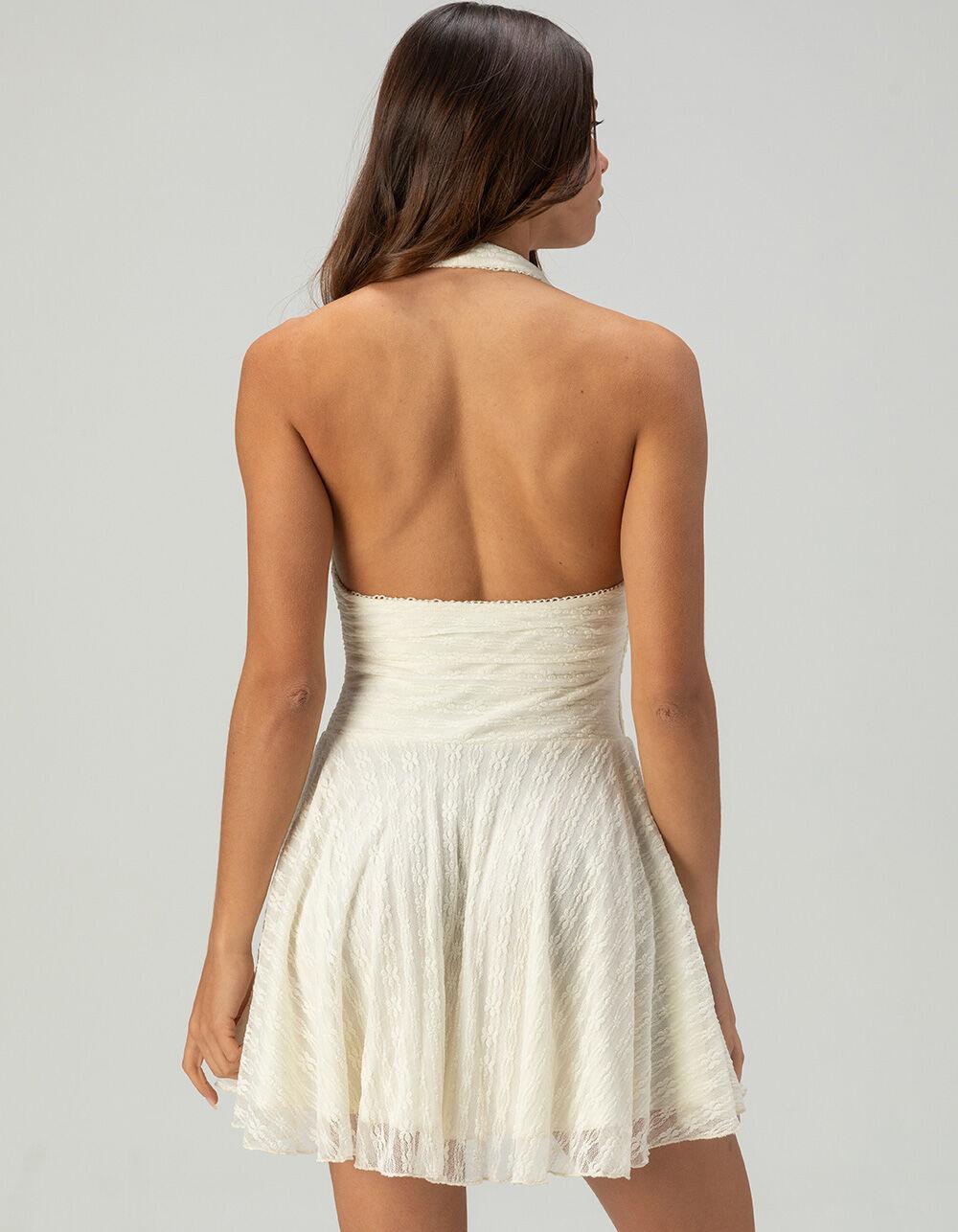 COTTON CANDY LA Lace Halter Womens Dress - ECRU Product Image