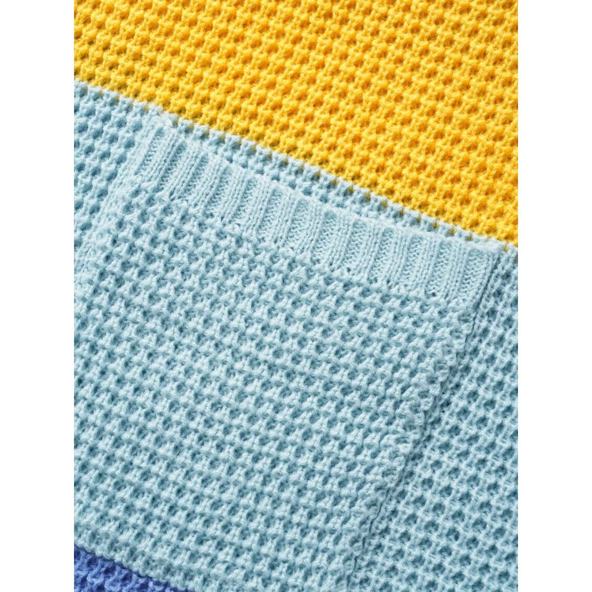 Plus Size Colorblock Contrast Drop Shoulder Pocket Cardigan Multicolor Women Casual Loose Long Sleeve Everyday Cardigans BloomChic 26/4X Product Image