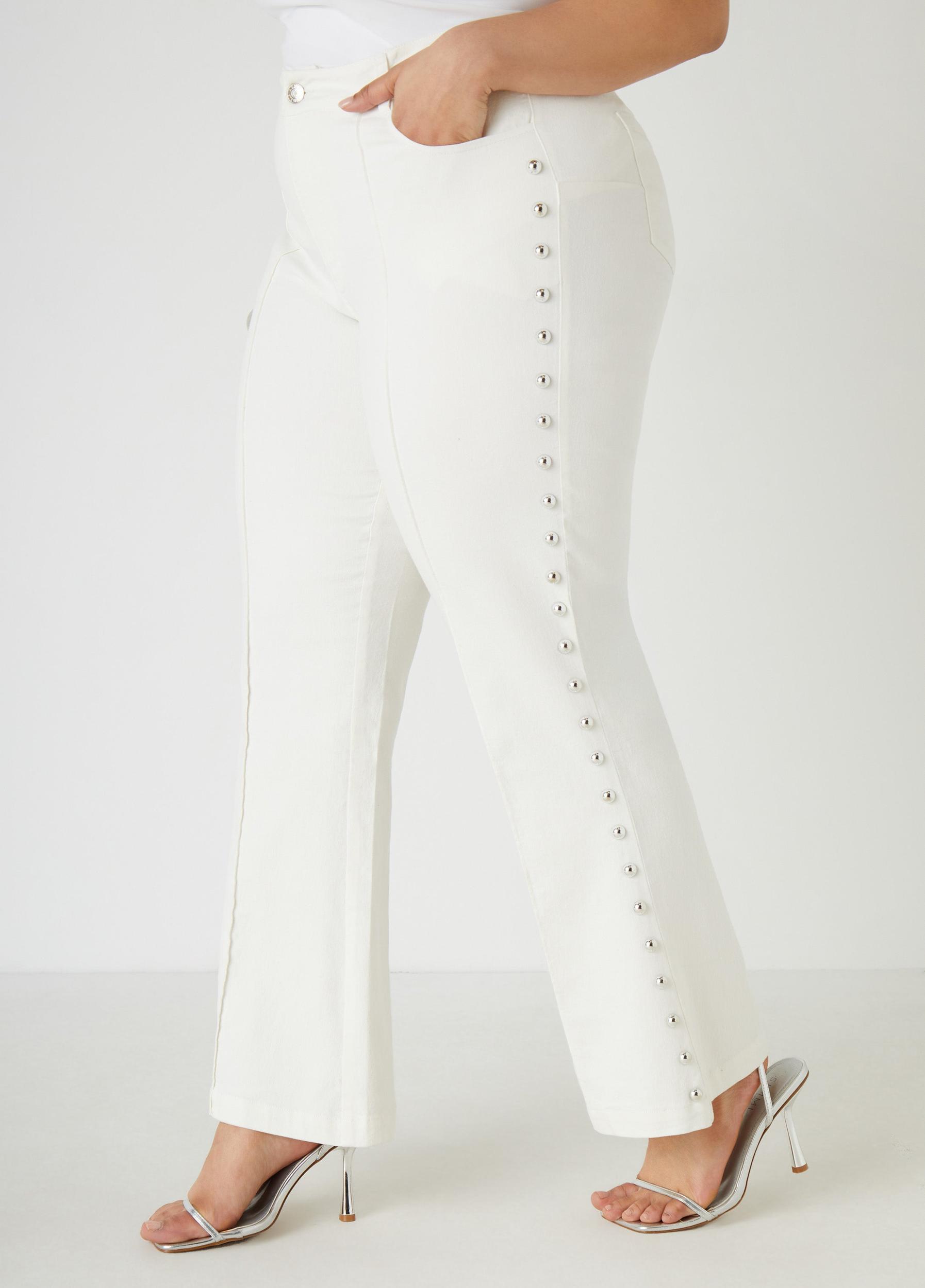 High Rise Studded Flared Jeans Product Image