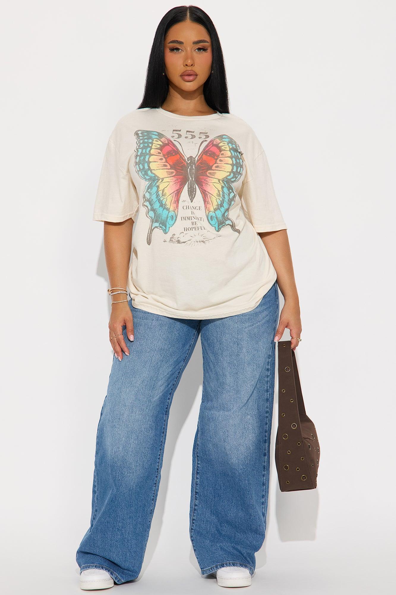Butterfly 555 Oversized Tee - Natural Female Product Image