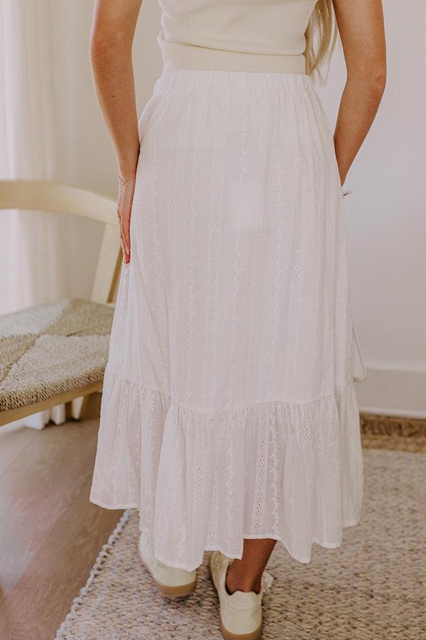 The Natalia High Waist Eyelet Midi Skirt Product Image