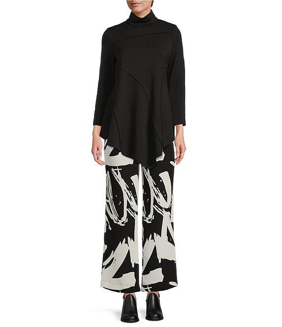 IC Collection Soft Knit Crepe Mock Neck Long Sleeve Top Product Image