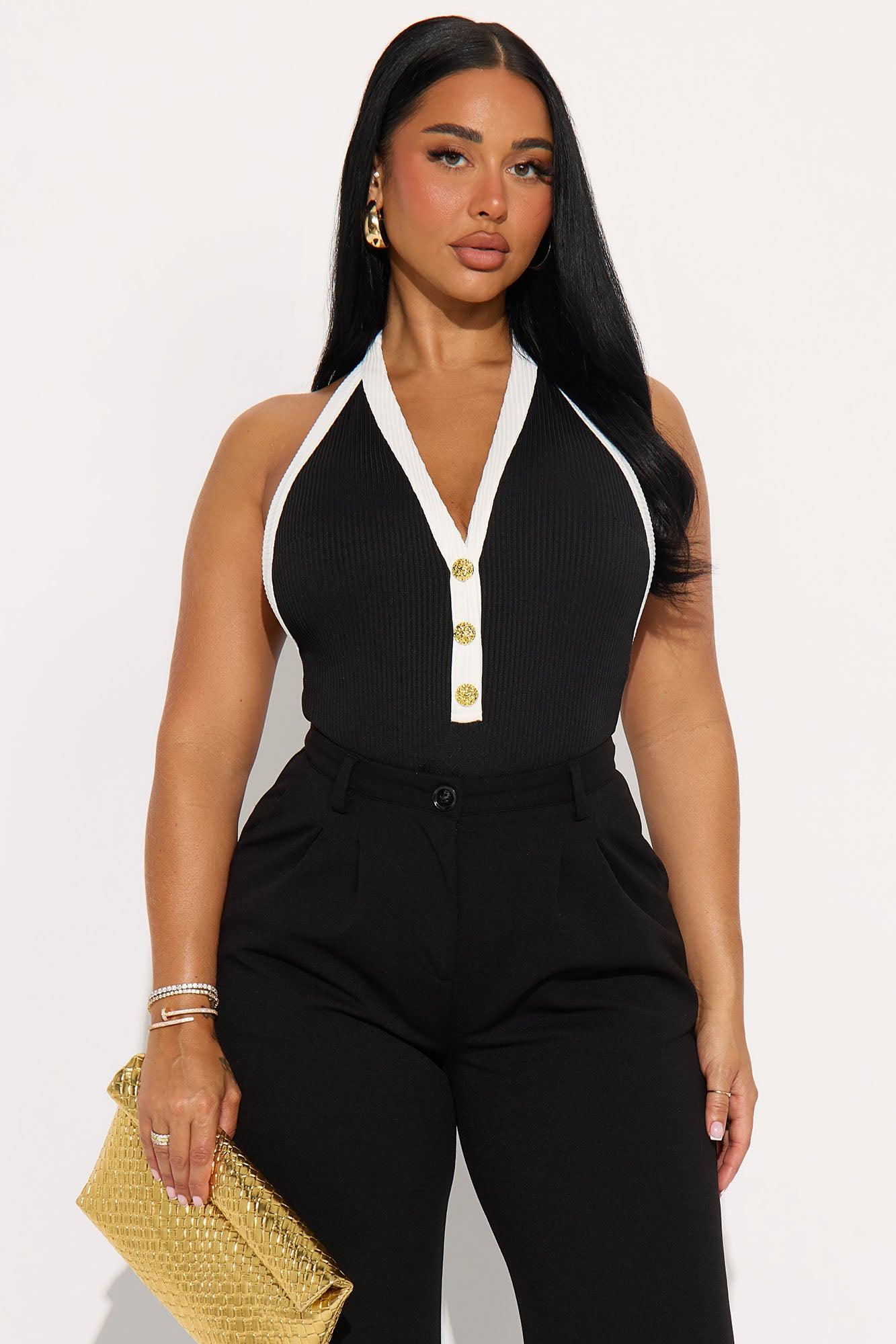 High Class Contrast Bodysuit - Black/White Female Product Image