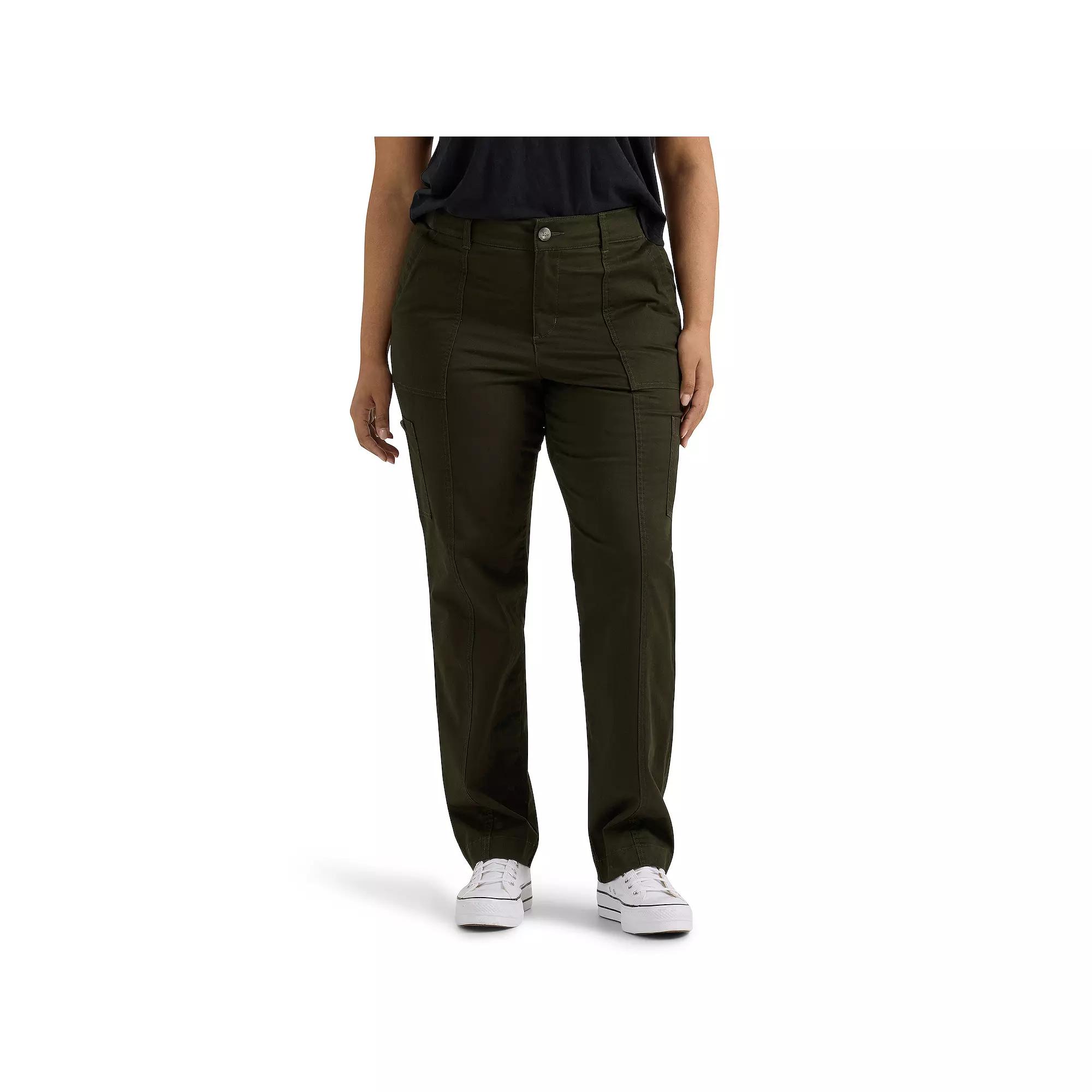 Plus Size Lee® Ultra Lux Comfort with Flex-To-Go Utility Pants, Women's, Size: 22 Petite, Dark Olive Black Product Image